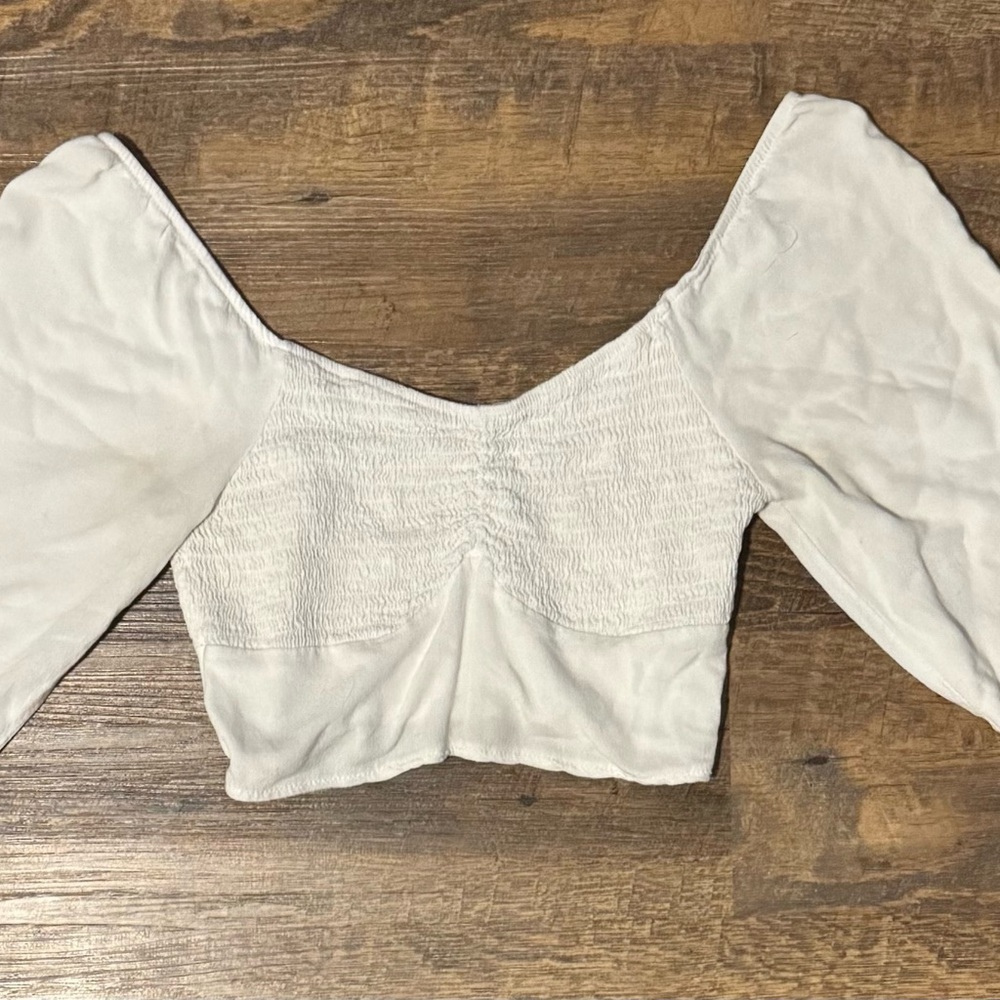PacSun Crop Blouse with Smocked Backless Design